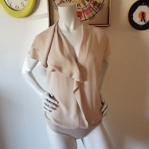 Guess by Marciano Beige Chiffon Bodysuit Sz M